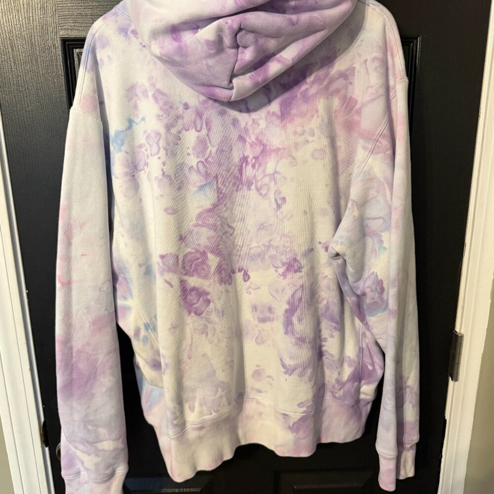 Handmade Tie Dye Unisex Heavy weight Hoodie Sweatshirt Purple Blue Extra Large - Picture 4 of 4